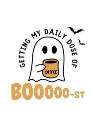 Halloween Getting My Daily Dose of Coffee Black Orange Typography Vector SVG