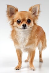 Obraz premium A small dog standing on a white surface