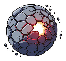 Obraz premium Fractured Planet Vector Illustration - Glowing Cracks, Minimalist Design