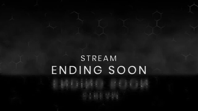 Phrase stream ending soon over a dark reflective surface.  Suitable for banners, presentations, websites, or social media posts with a sense of urgency.