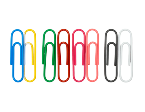 A row of colorful metallic fasteners on black, organized from blue to white