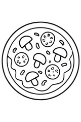 Simple black and white line art of a chips bag illustration, perfect for coloring pages, kids' activities, food education, and snack-themed design projects.