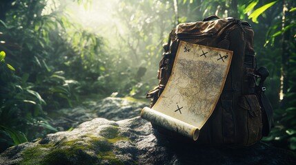 Fototapeta premium Scroll in a lush forest