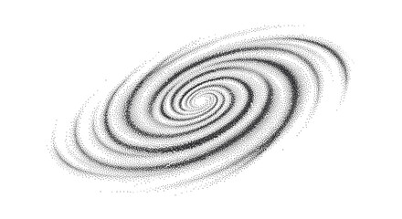Spiral Galaxy Illustration in Vintage Dotwork Engraving Style