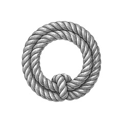 Vintage Hand Drawn Rope Knot Illustration | Nautical Loop Design | Marine Sailing Sketch Art