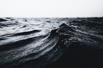 Close-up view of dark, textured ocean waves