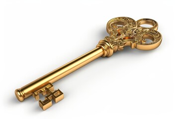 A golden key with a keyhole on it
