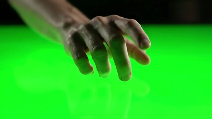 Green Screen men s fingers click touch on the in background scene 2 with distortion, overlay, glitch, static noise, scan lines black background, 4k animated video loop