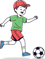 Kid Playing Soccer – Children Sports Activity Illustration