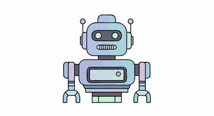 AI Technology Flat Icon Minimal Vector Illustration of Robot