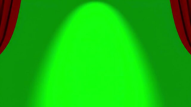 Green Screen red curtain with spotlight opening scene 2 distortion, overlay, glitch, static noise, scan lines on black background, 4k animated video loop