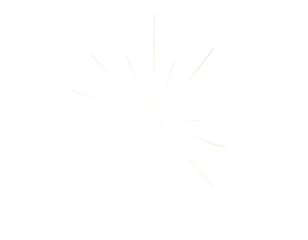 Fototapeta premium A white circular light source with thin lines radiating outwards on a black background