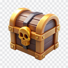 Voxel Pixel Style 3D Pirate Chest | Blocky Treasure Box, Gold Coins & Retro Cube Game Art