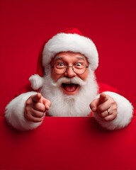 Naklejka premium Jolly Santa Claus with Big Smile and Cheerful Expression