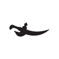 Arabic dagger silhouette isolated on white background. 