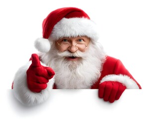 Naklejka premium Cheerful Santa Claus with Red Suit Pointing and Smiling Joyfully