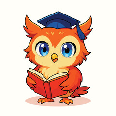 Cute and Adorable Graduation Owl – Smart Cartoon Character Illustration for Education and Celebration
