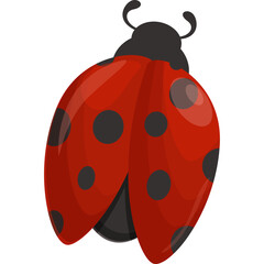 Red Ladybug Insect With Black Spots And Antennae On A Transparent Background
