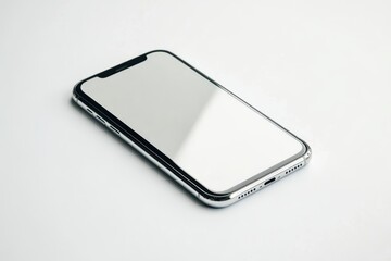A silver iphone with a white screen