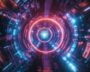 Obraz premium Abstract futuristic tunnel design glowing lights