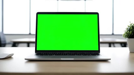 Green Screen Laptop Workspace with over the shoulder shot of asian woman looking at office person using computer 4k dolly distortion, overlay, glitch, static noise, scan lines on black background - Powered by Adobe