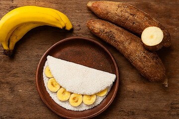 Delicious tapioca crepe filled with fresh banana slices.