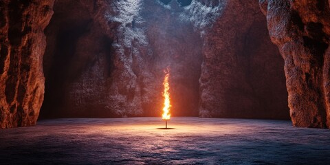 Abstract lighting fixture in darkness