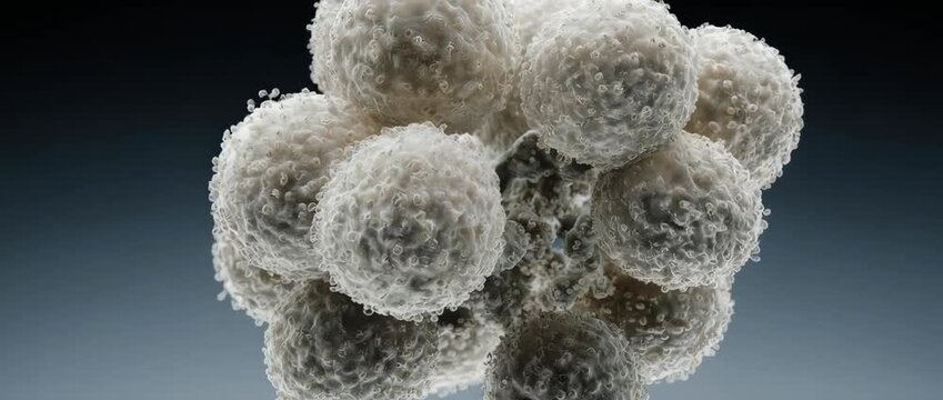 3D model of spherical cocci bacteria. Suitable for illustrating specific types of bacterial infections like staph.