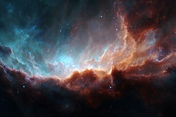 Fototapeta premium Stunning cosmic nebula background with vibrant colors and mesmerizing detail, perfect for science fiction projects or otherworldly designs