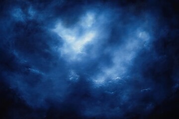 Dark dense clouds illuminated by soft blue light with glowing patches creating a mystical and moody sky scene