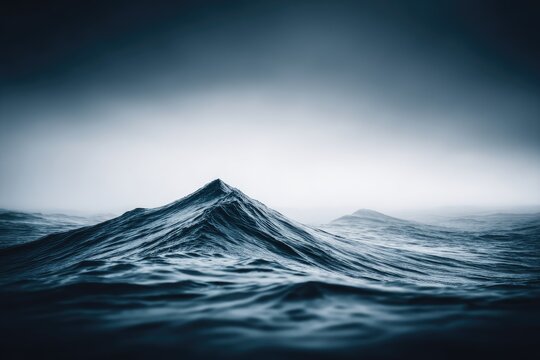 Dark, moody ocean wave mountain