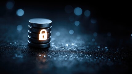 Secure your data with this stunning server image, featuring a glowing padlock for peace of mind and robust cybersecurity, ideal for illustrating data protection strategies