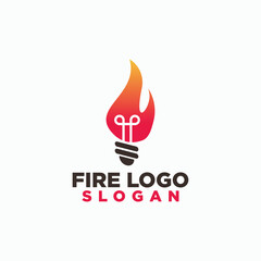 smart fire logo concept, bulb and fire icon design, digital icon