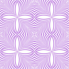 Purple illusion seamless pattern. Repeating psychedelic pattern with geometric shapes and optical illusion with distorted effect.