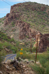 Curvy, windy road through Tonto National Forest - Apache Trail Arizona