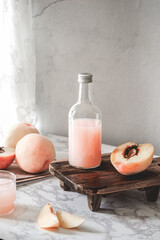 Peach Iced Drink Refreshing Summer Beverage Still Life