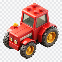 Voxel Tractor 3D | Blocky Red Farm Vehicle, Retro Isometric Farming Machinery