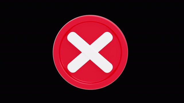 3D Reject Crossmark Animation