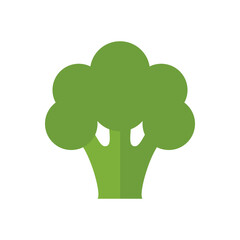 Simple green broccoli icon in flat design, a symbol for healthy food, organic eating, and vegetables