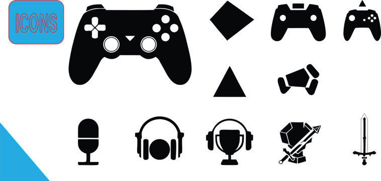 Gaming icon bundle design white background