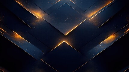 dark textured geometric shapes layered with glowing golden light edges creating a futuristic and mysterious atmosphere