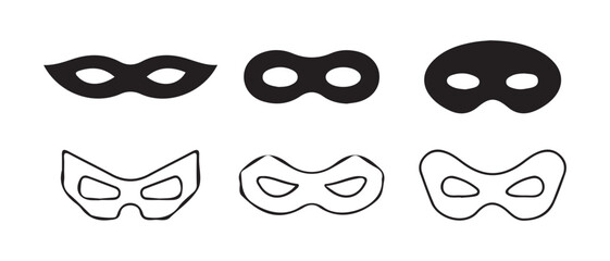 Set of Decorative Masquerade Masks Silhouettes