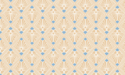 Elegant Art Deco Seamless Pattern with Geometric Fan and Diamond Shapes