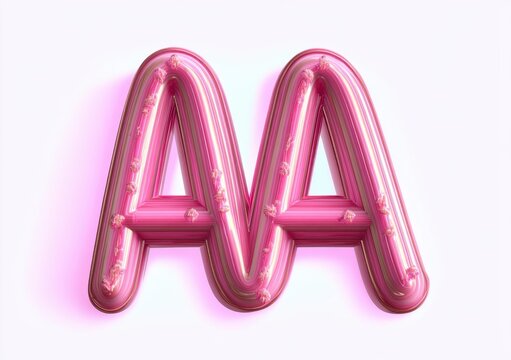 Three-dimensional shiny pink abstract letters forming the repeating pattern 'AA' with a soft reflective surface and light texture on a white background