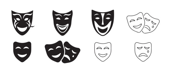 Carnival and Masquerade Party Mask Icons Set