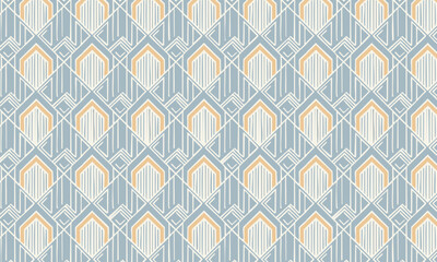 Elegant Art Deco Seamless Pattern with Geometric Fan and Sunburst Shapes