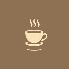Fototapeta premium Stylized Cup of Hot Beverage with Steam Rising from Saucer Minimalist and Warm Design