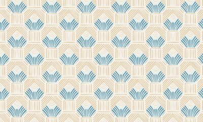 Luxury seamless Art Deco pattern with geometric fan or shell motifs