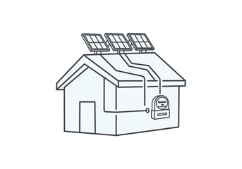 Solar Panels on a House Icon