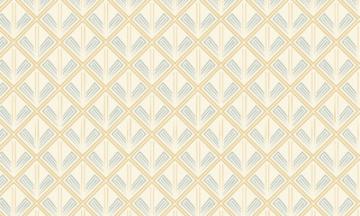 Elegant seamless geometric pattern with a subtle Art Deco trellis and leaf motifs